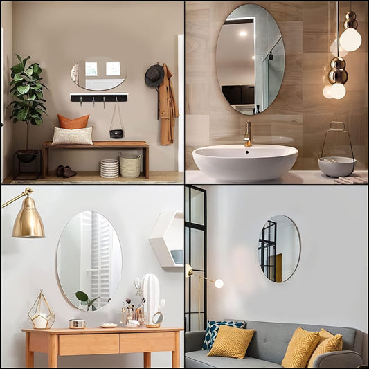 Oval Shape Adhesive Mirror Sticker (Pack of 2)